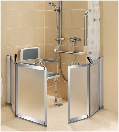 Supreme half height shower doors and screen facilitate easy access for carer assistance