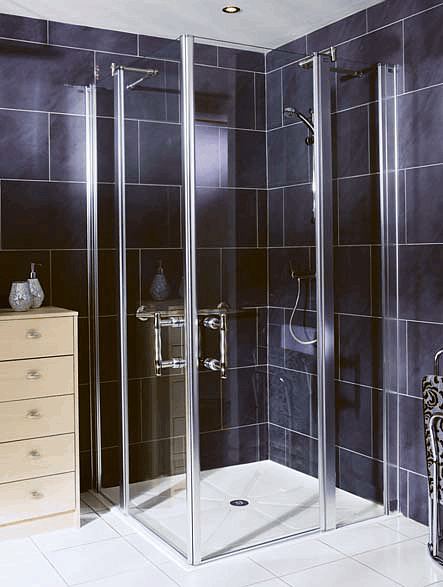 EASA Elegance L6 pivot shower door with fixed extender panel