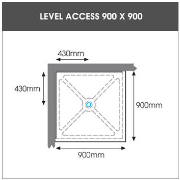 900mm x 900mm Level Access shower tray by EASA