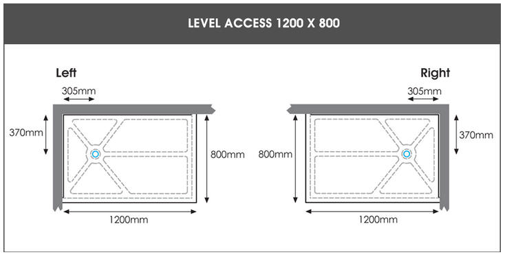 Level Access shower tray 1200mm x 800mm