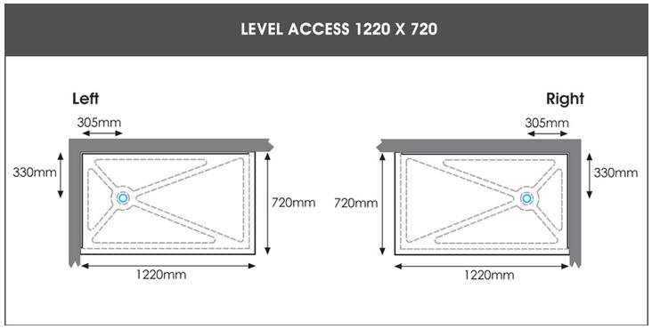 1220mm x 720mm Level Access shower tray by EASA