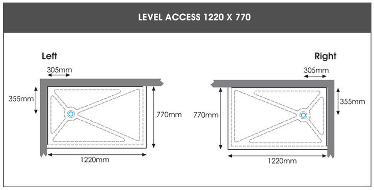 1220mm x 770mm Level Access shower tray by EASA