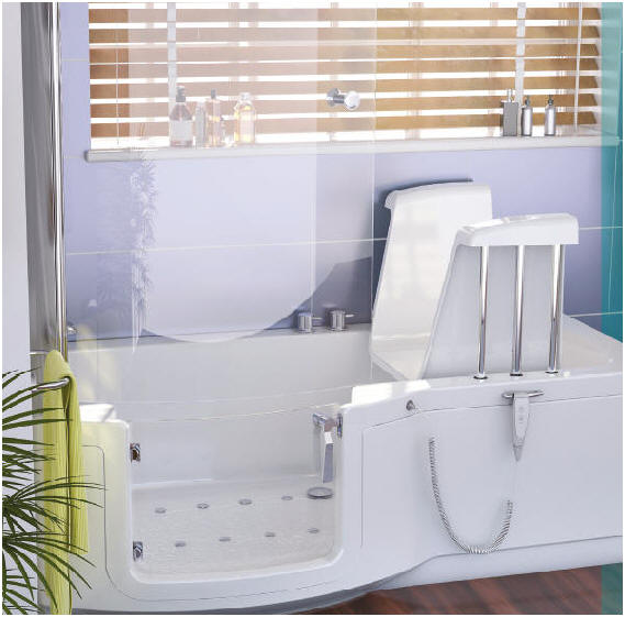 Slimline INDIANA walk in shower bath with lifting seat