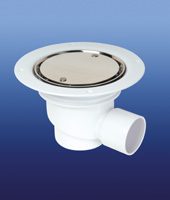 DSS3/H Aquadec wet room shower waste trap with horizontal outlet for a vinyl floor