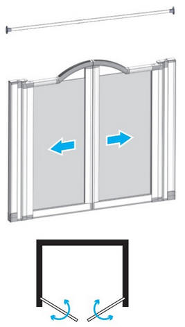 EASA Half height shower enclosure to suit an alcove setting comprising two single panel doors - Left Hand