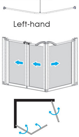 EASA Half height rectangular shower enclosure comprising a bifold door and a single panel door - Left Hand