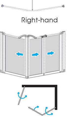 EASA Half height rectangular shower enclosure comprising a bifold door and a single panel door - Right Hand