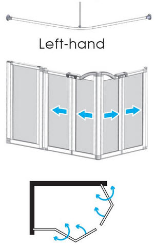 EASA Half height rectangular shower enclosure comprising two bifold doors and a fixed inline panel - Left Hand