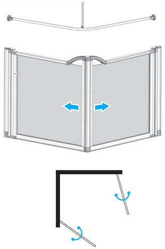 EASA Half height corner shower enclosure comprising two single panel doors