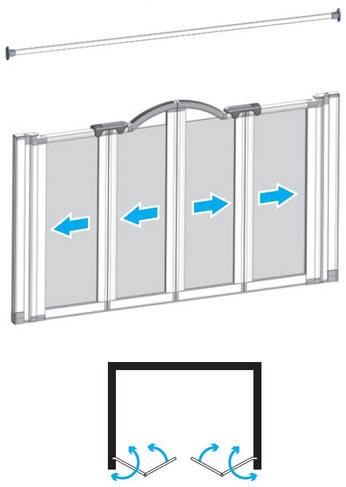 EASA Half height shower enclosure to suit an alcove setting comprising two bifolding doors - Left Hand