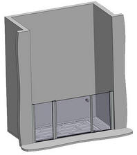 Example alcove enclosure: 1 x fixed panel + 1 x hinged door with fixed extender panel