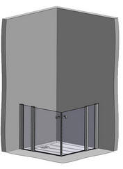 Example alcove enclosure: 2 x hinged doors each with extender panel