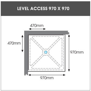 970mm x 970mm Level Access shower tray by EASA