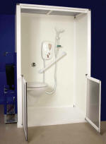 The Snowdon three sided shower toilet self contained shower pod with half height doors