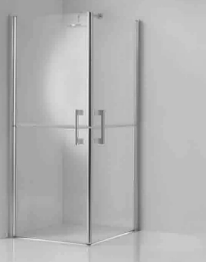 Corner entry corner shower enclosure with twin stable style doors