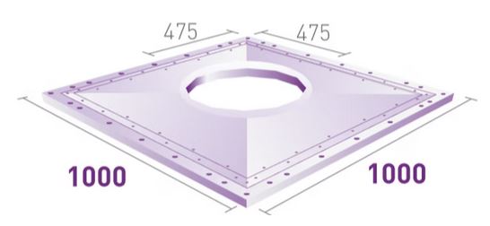 Hex Dec Duo wet room floor former 1000mm x 1000mm
