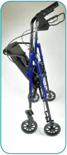 4 wheel compact rollator when folded