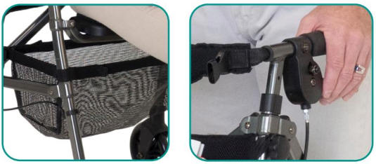 EZ Fold-n-Go rollator under seat basket and lockable brakes