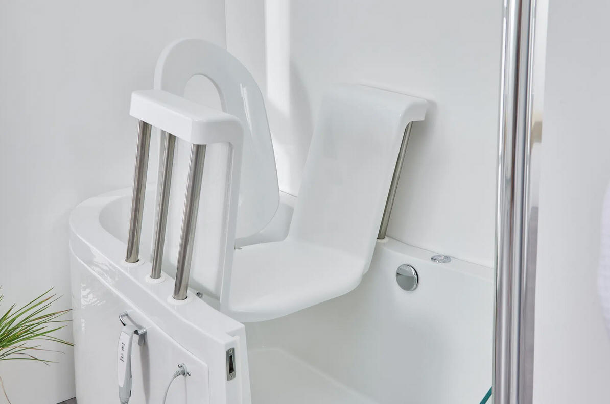 The powered lifting seat of the Easy Riser bath also reclines