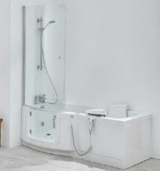 Indiana slimline walk in shower bath with powered lifting seat