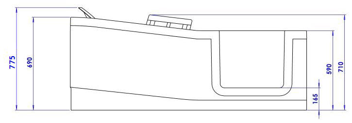 Easy Riser walk in bath (1) - Dimensions of corner model