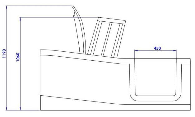 Easy Riser walk in bath (2) - Dimensions of Original and Peninsual models