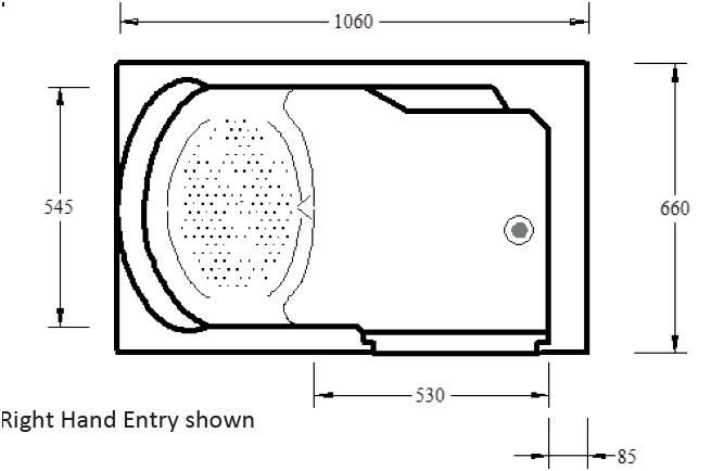 Mantaleda ATHENA MINI walk in bath diagram 1