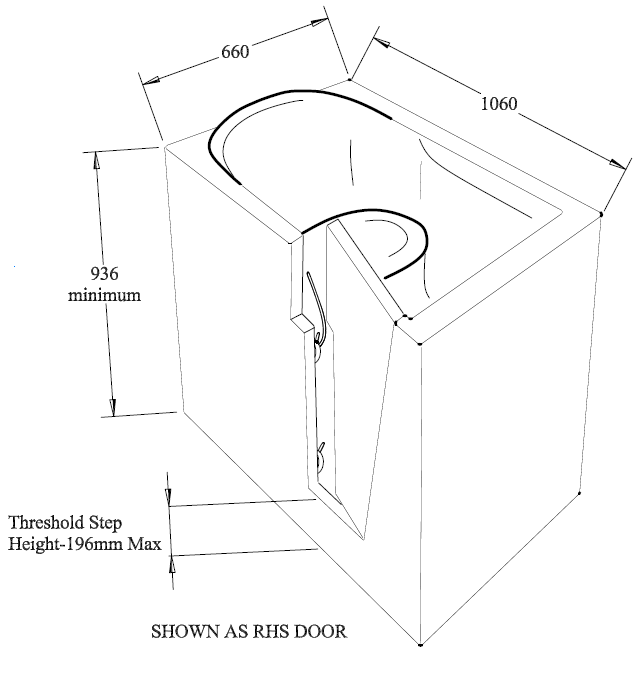 Mantaleda ATHENA MINI walk in bath diagram 2