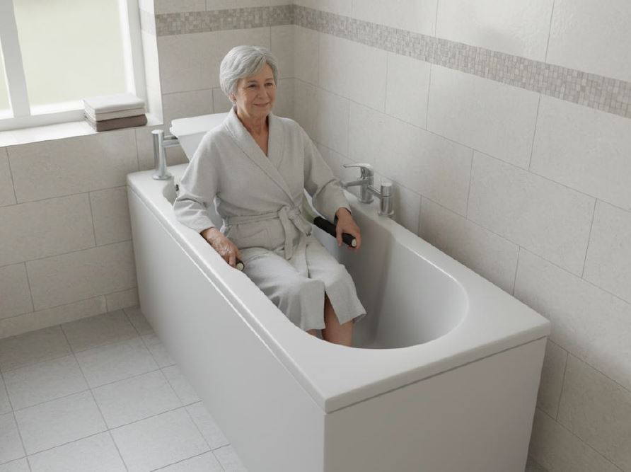 OMEGA care bath gently lowers you into a pre-filled bath